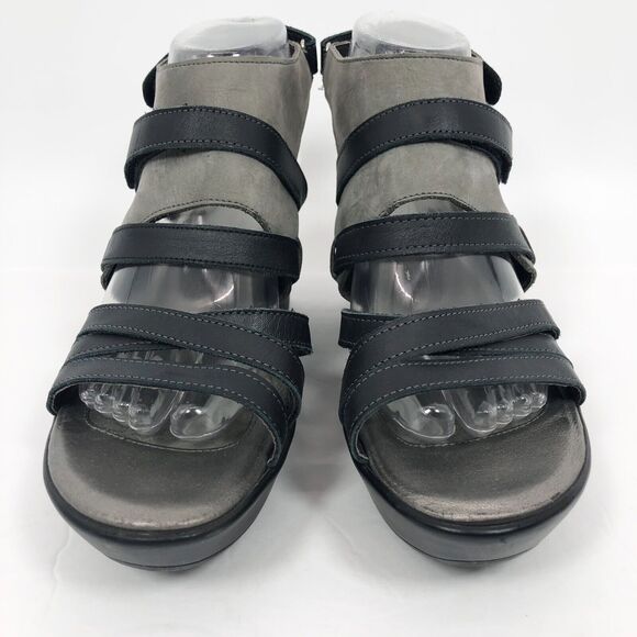 NAOT Platform Wedge Sandals 40 US 9-9.5 Prestige Leather Strappy Shoes Navy Blue - Picture 2 of 10